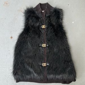 Calvin Klein Fur Vest Gold Accents Plus Size 1X